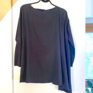 COS Asymmetric Draped Dotton Top in Navy